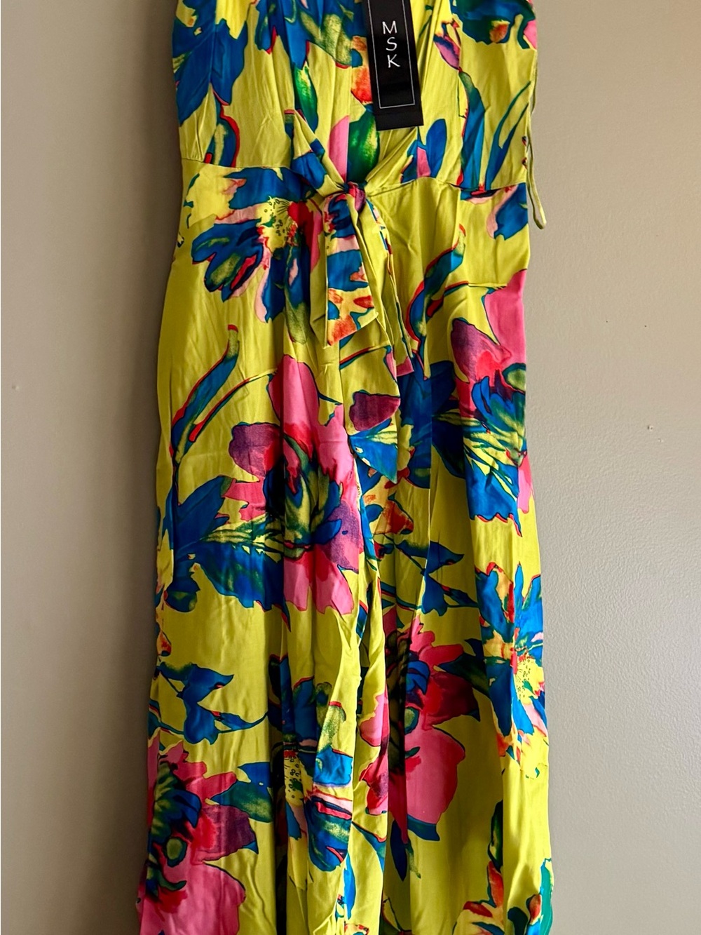 MSK Yellow Floral Maxi Skirt with Blue & Pink Blooms